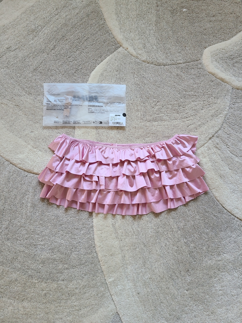 SKIMS Stretch Satin Ruffled Micro Mini Skirt in Halite Pink - Size M